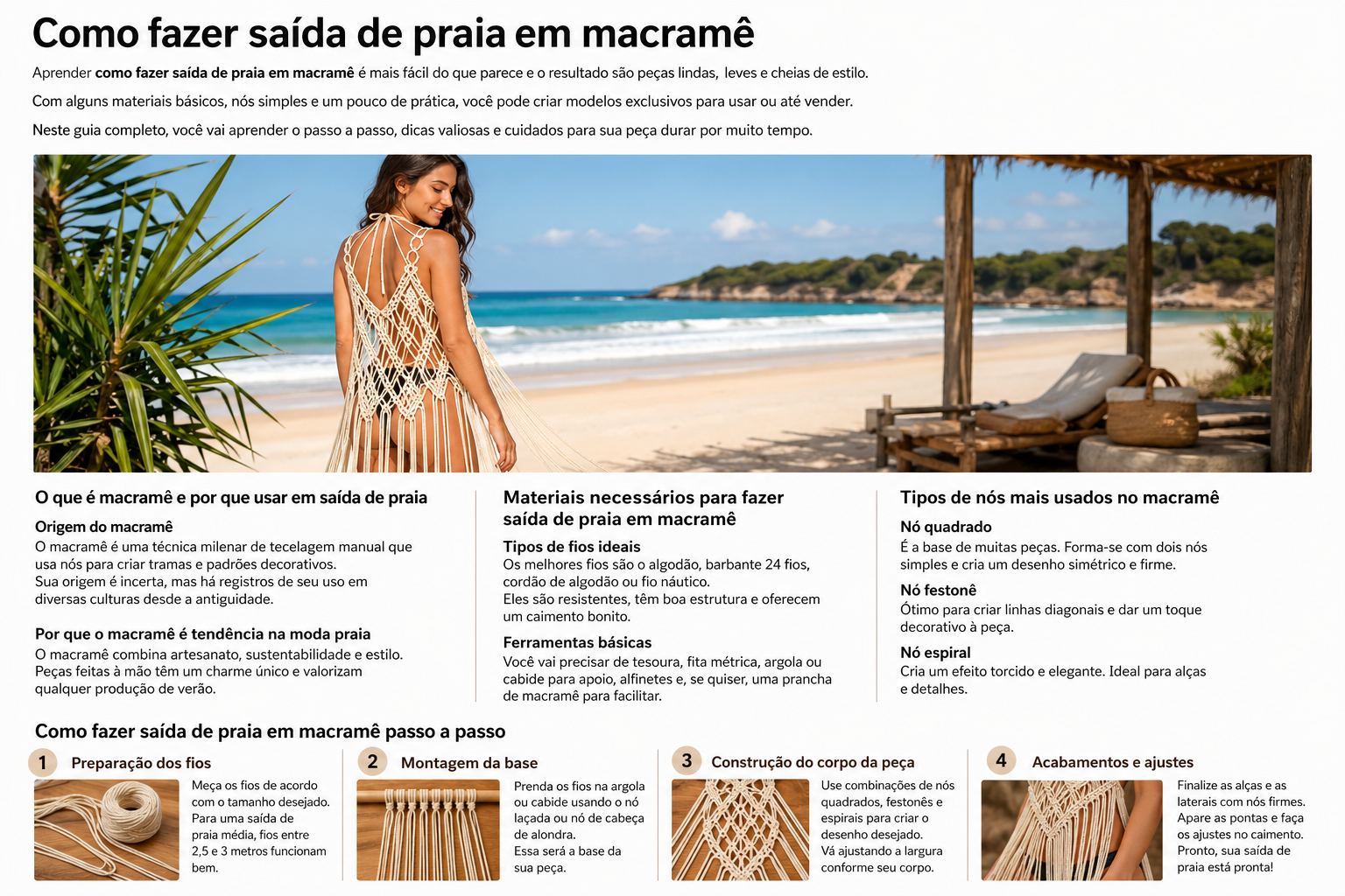 Como fazer saída de praia em macramê